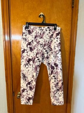 Balance Collection White and Purple Floral Leggings Size XL